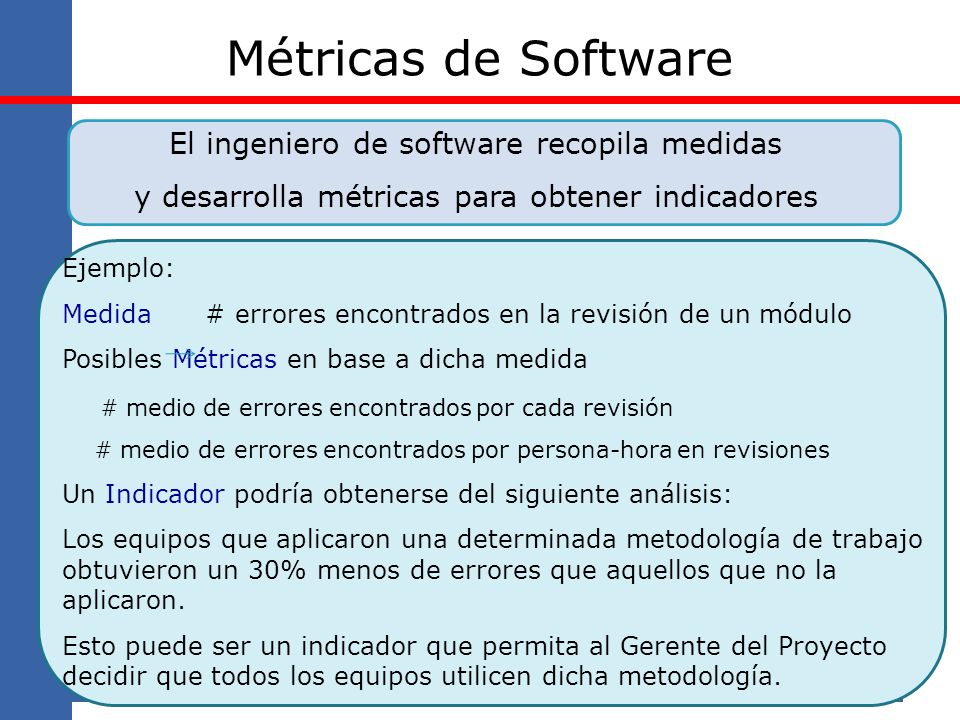 Métricas de Software El ingeniero de software recopila medidas