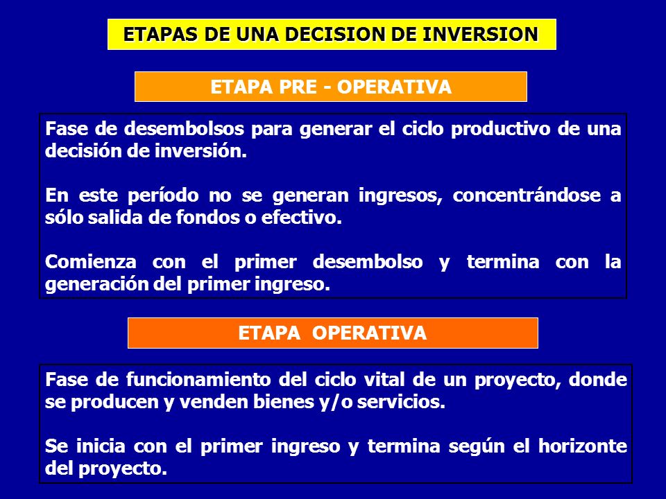 ETAPAS DE UNA DECISION DE INVERSION