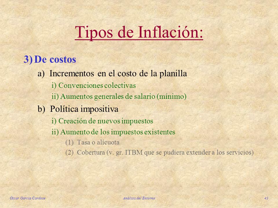 Tipos de Inflación: 3) De costos