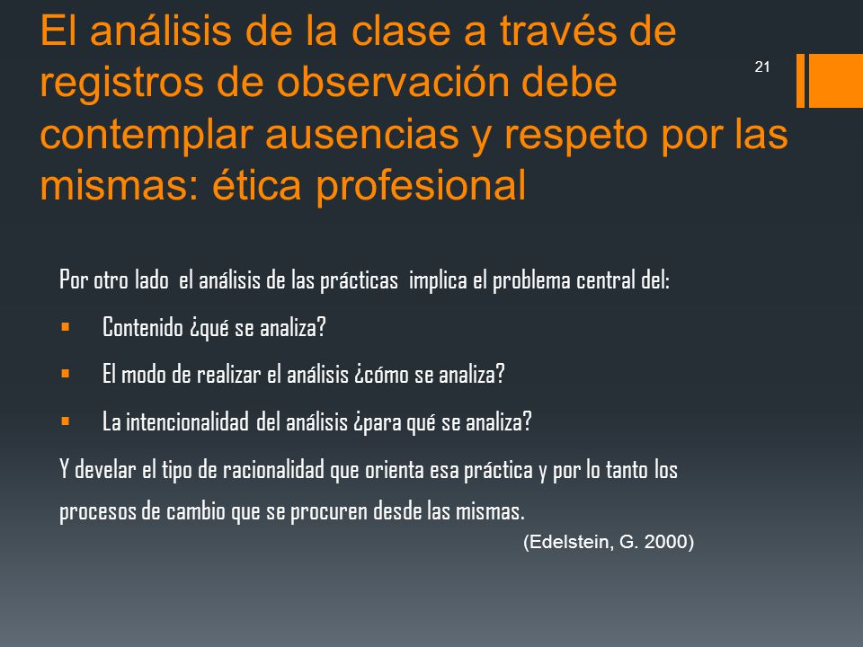 El análisis de la clase a través de registros de observación debe contemplar ausencias y respeto por las mismas: ética profesional