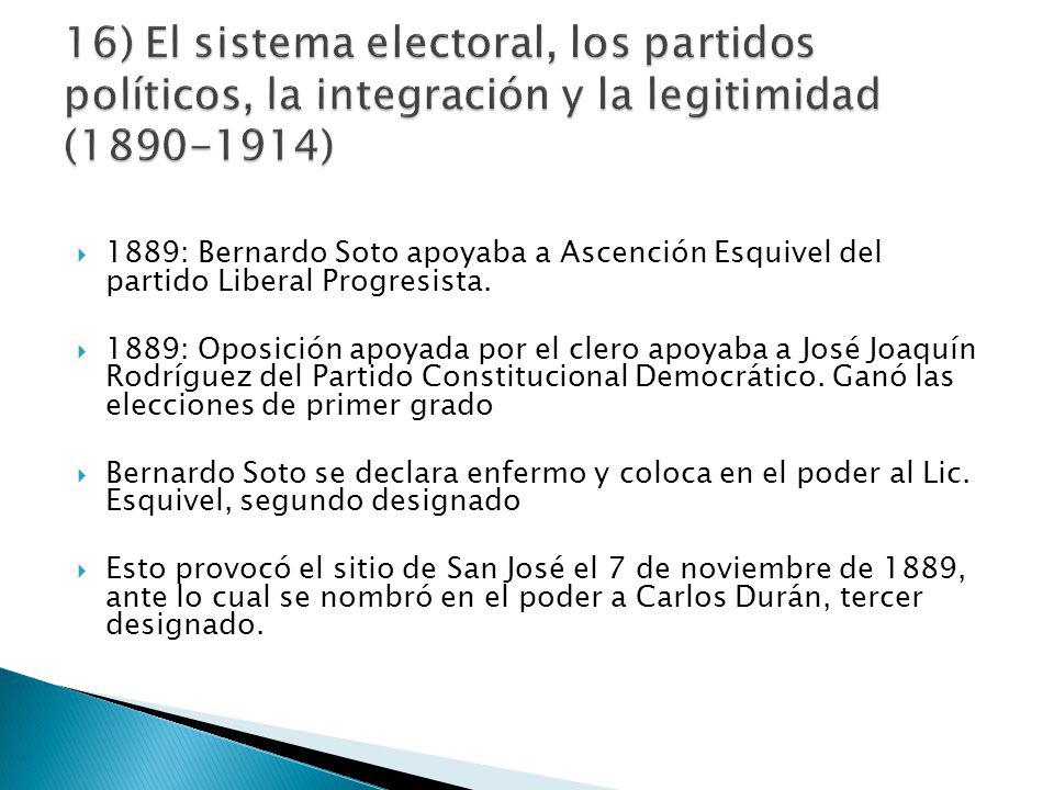 16) El sistema electoral, los partidos políticos, la integración y la legitimidad ( )