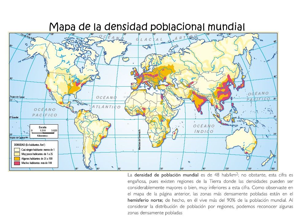 Mapa de la densidad poblacional mundial