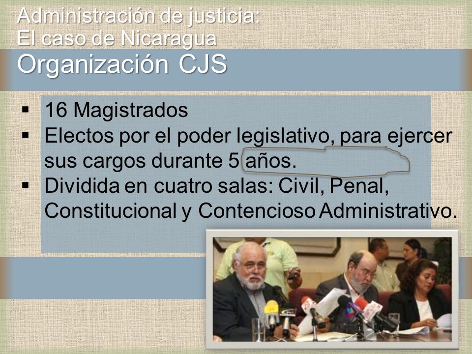 Administración de justicia: El caso de Nicaragua Organización CJS