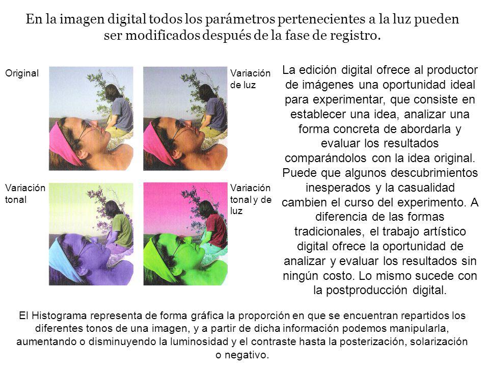 En la imagen digital todos los parámetros pertenecientes a la luz pueden ser modificados después de la fase de registro.