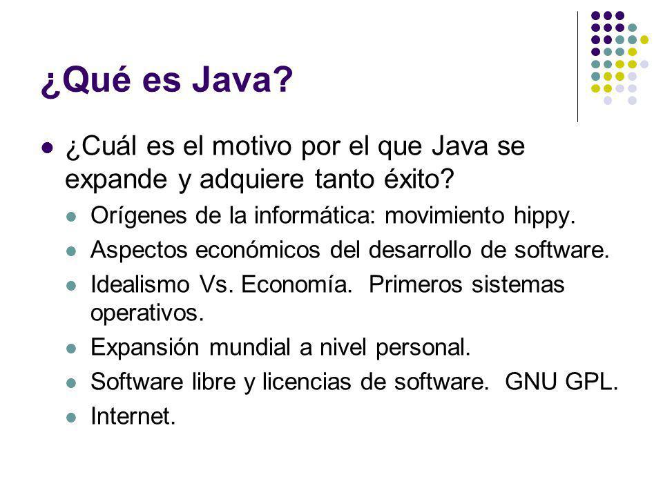 ¿Qué es Java ¿Cuál es el motivo por el que Java se expande y adquiere tanto éxito Orígenes de la informática: movimiento hippy.