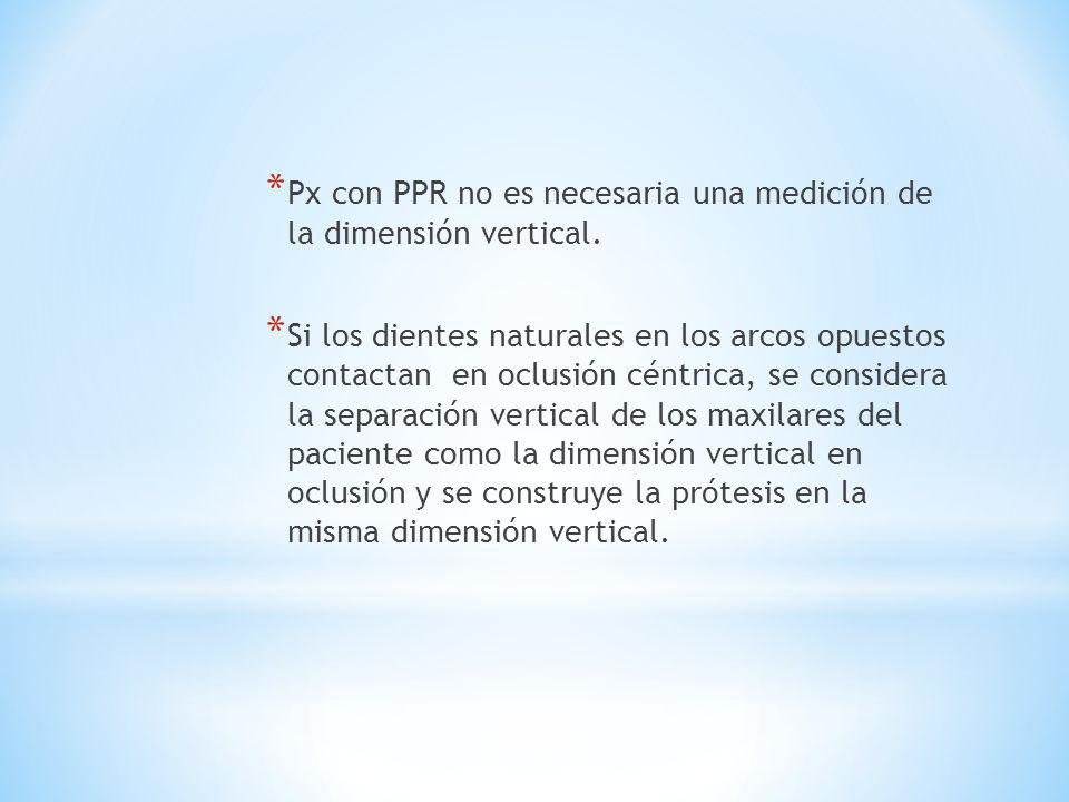 Px con PPR no es necesaria una medición de la dimensión vertical.