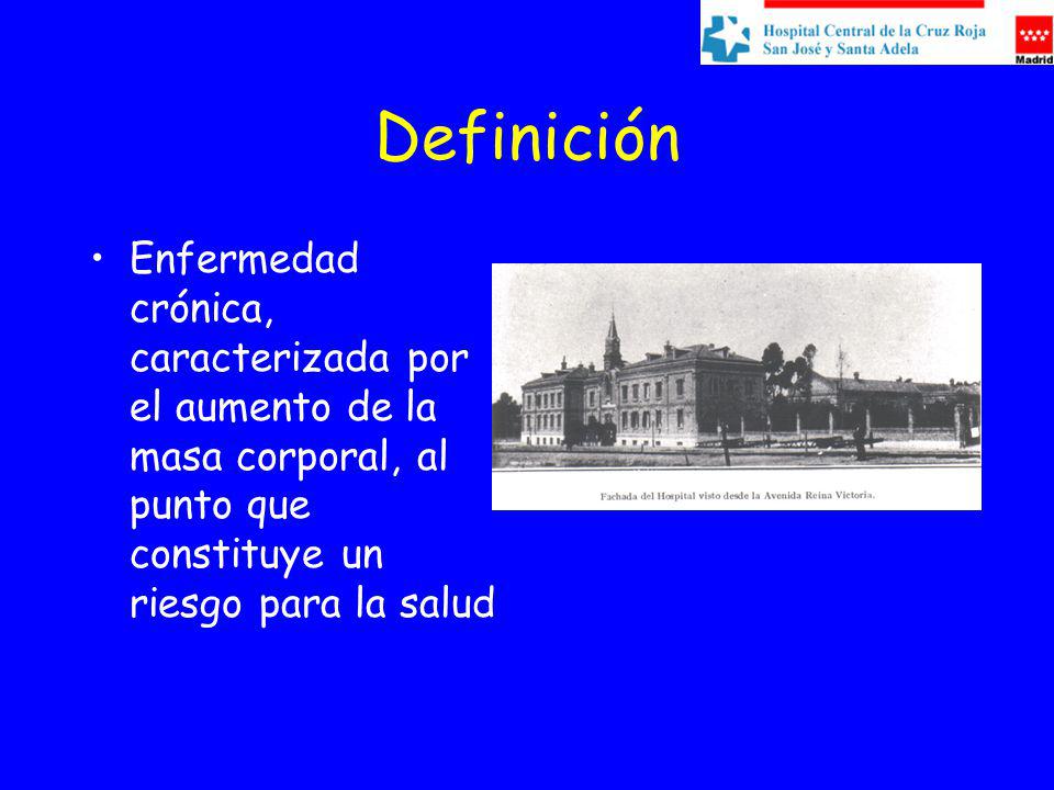 Definición Enfermedad crónica, caracterizada por el aumento de la masa corporal, al punto que constituye un riesgo para la salud.