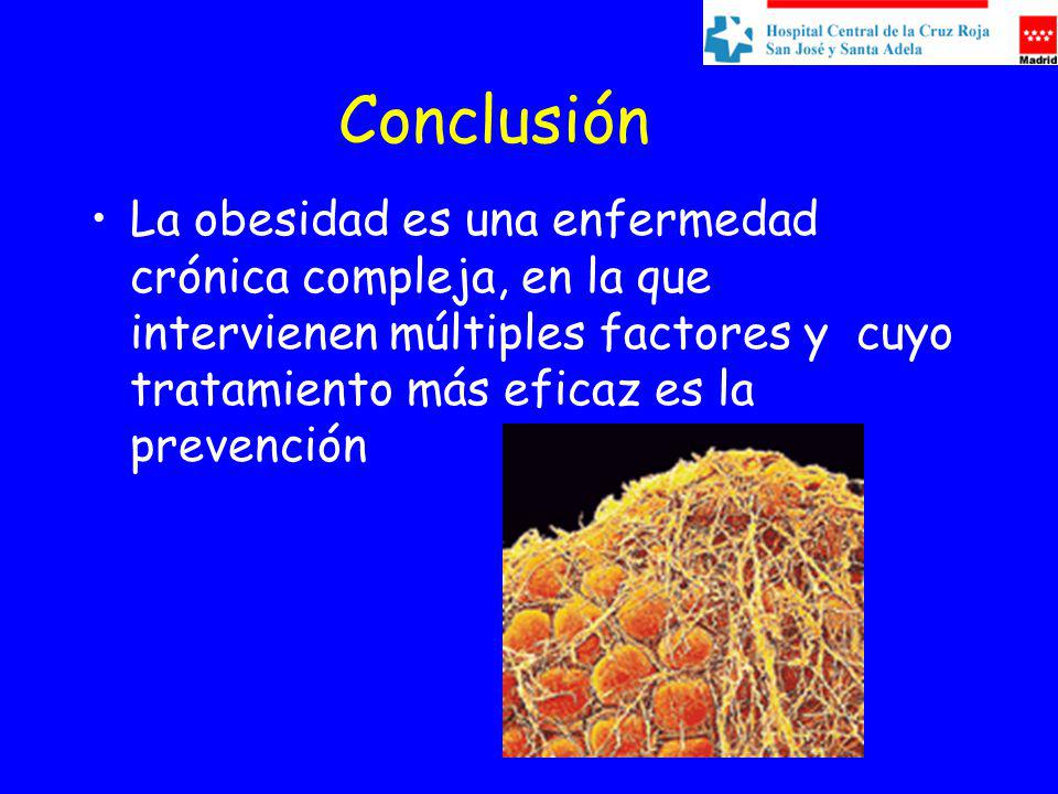Conclusión La obesidad es una enfermedad crónica compleja, en la que intervienen múltiples factores y cuyo tratamiento más eficaz es la prevención.
