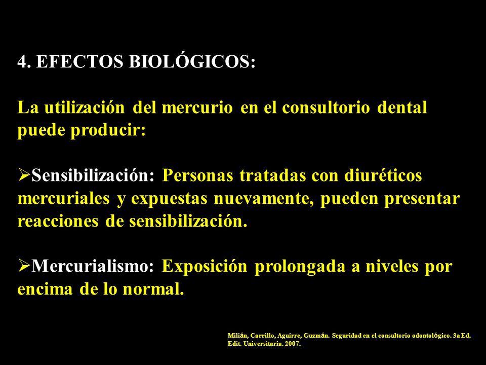 La utilización del mercurio en el consultorio dental puede producir: