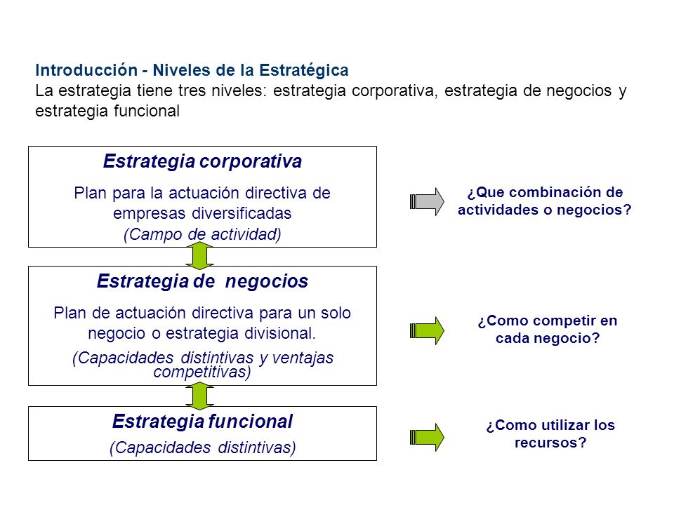 Estrategia corporativa Estrategia de negocios Estrategia funcional