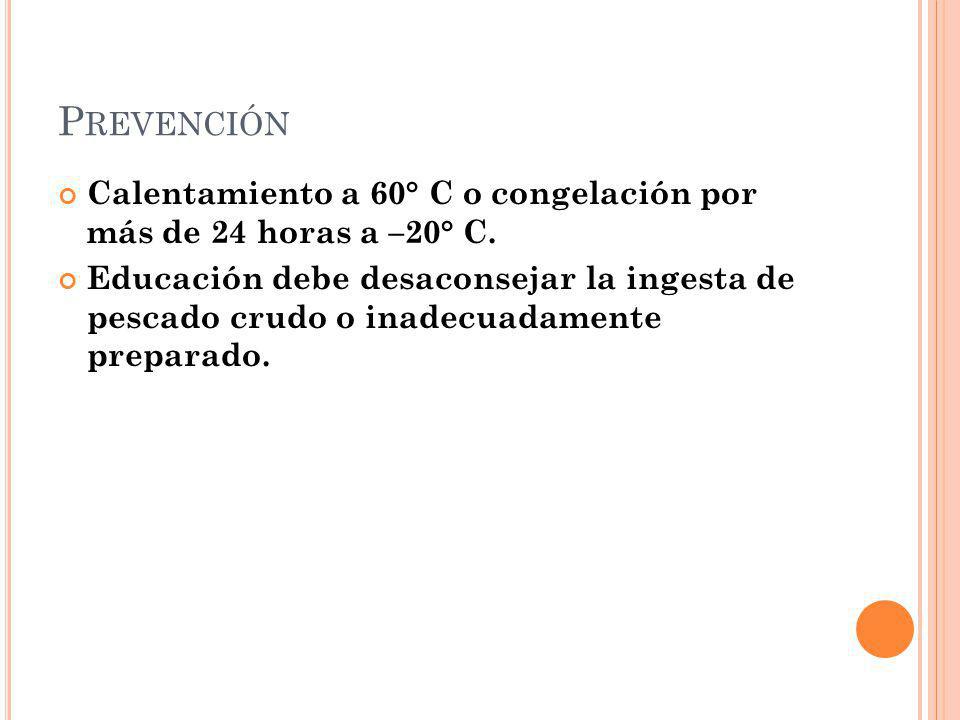 Prevención Calentamiento a 60° C o congelación por más de 24 horas a –20° C.