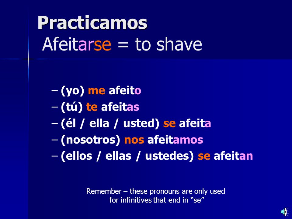 Practicamos Afeitarse = to shave