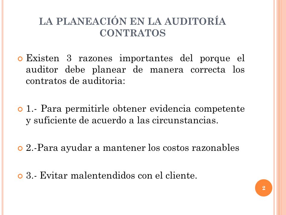 LA PLANEACIÓN EN LA AUDITORÍA CONTRATOS