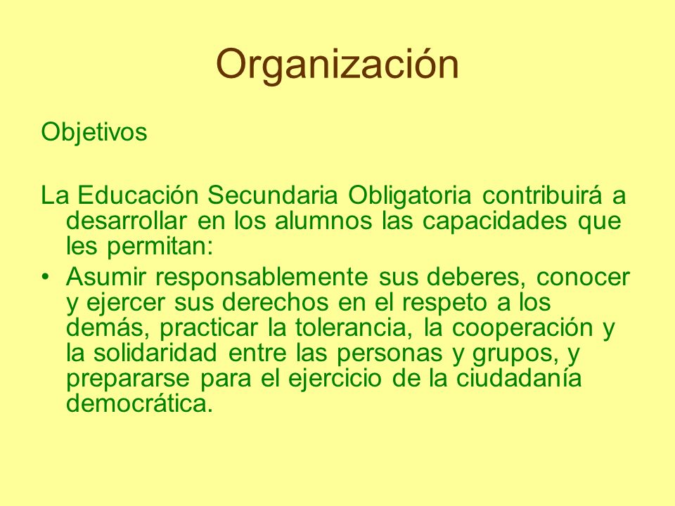Organización Objetivos