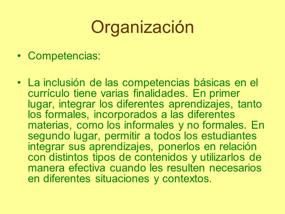 Organización Competencias: