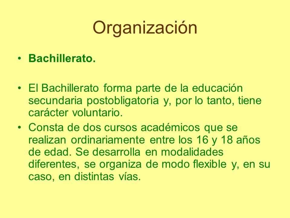 Organización Bachillerato.