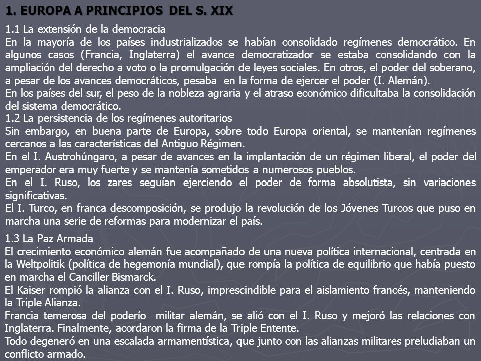 1. EUROPA A PRINCIPIOS DEL S. XIX