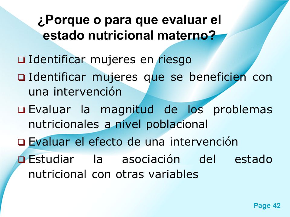 ¿Porque o para que evaluar el estado nutricional materno