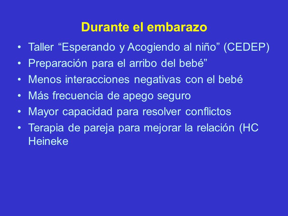 Durante el embarazo Taller Esperando y Acogiendo al niño (CEDEP)