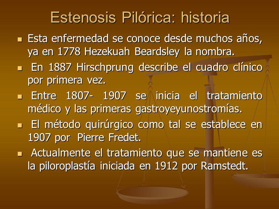 Estenosis Pilórica: historia