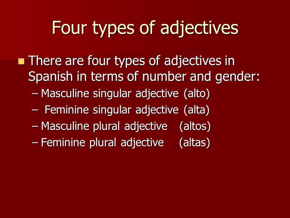 Four types of adjectives