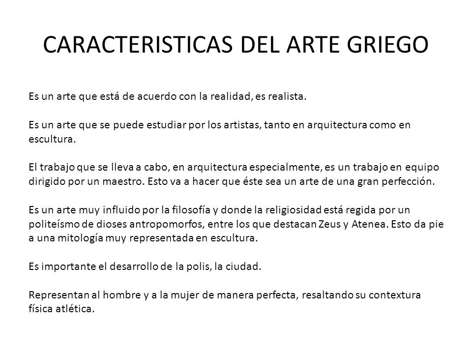 CARACTERISTICAS DEL ARTE GRIEGO
