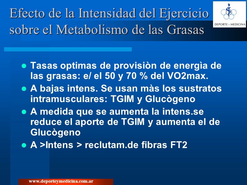 Efecto de la Intensidad del Ejercicio sobre el Metabolismo de las Grasas