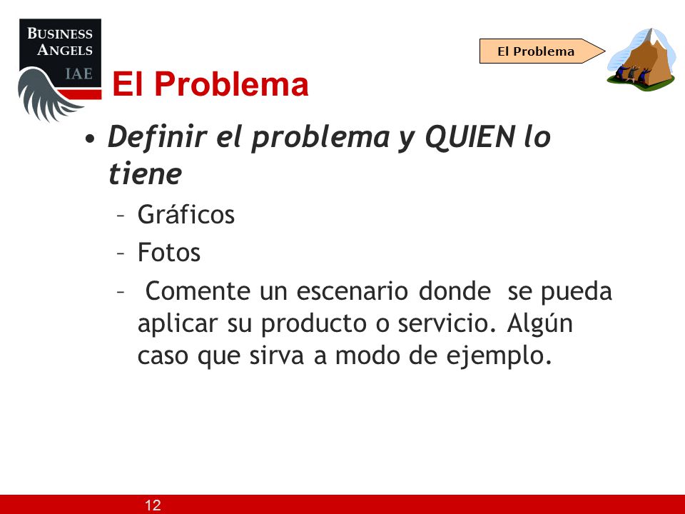 El Problema Definir el problema y QUIEN lo tiene Gráficos Fotos