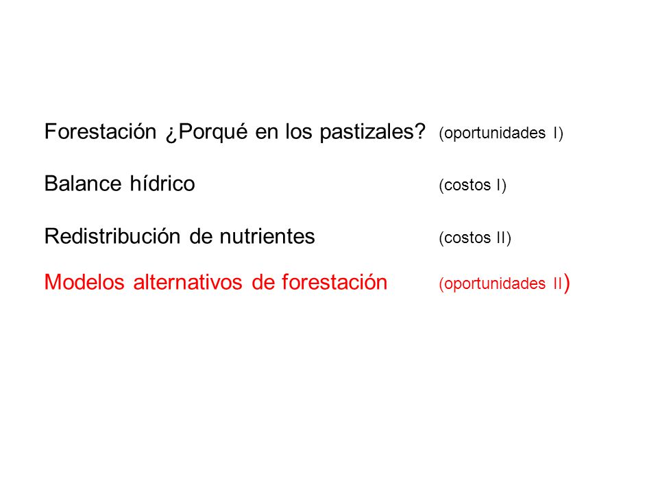 Forestación ¿Porqué en los pastizales (oportunidades I)
