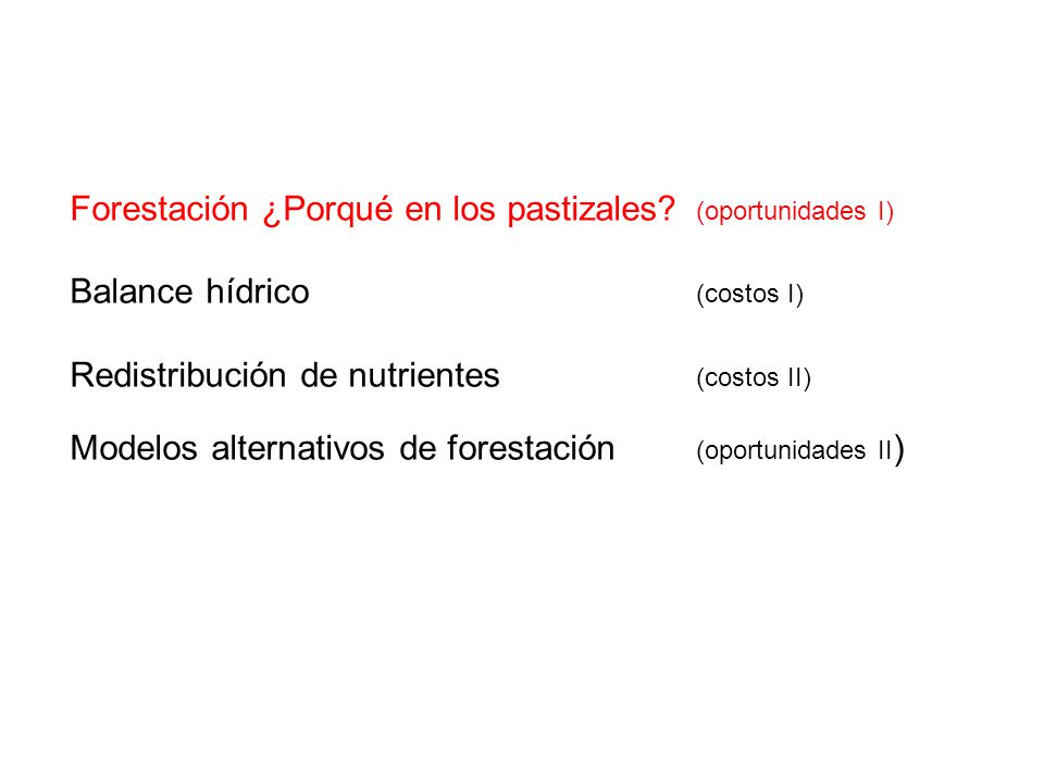 Forestación ¿Porqué en los pastizales (oportunidades I)