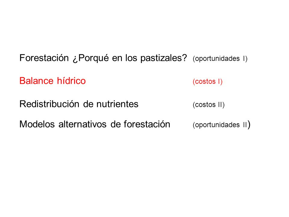 Forestación ¿Porqué en los pastizales (oportunidades I)