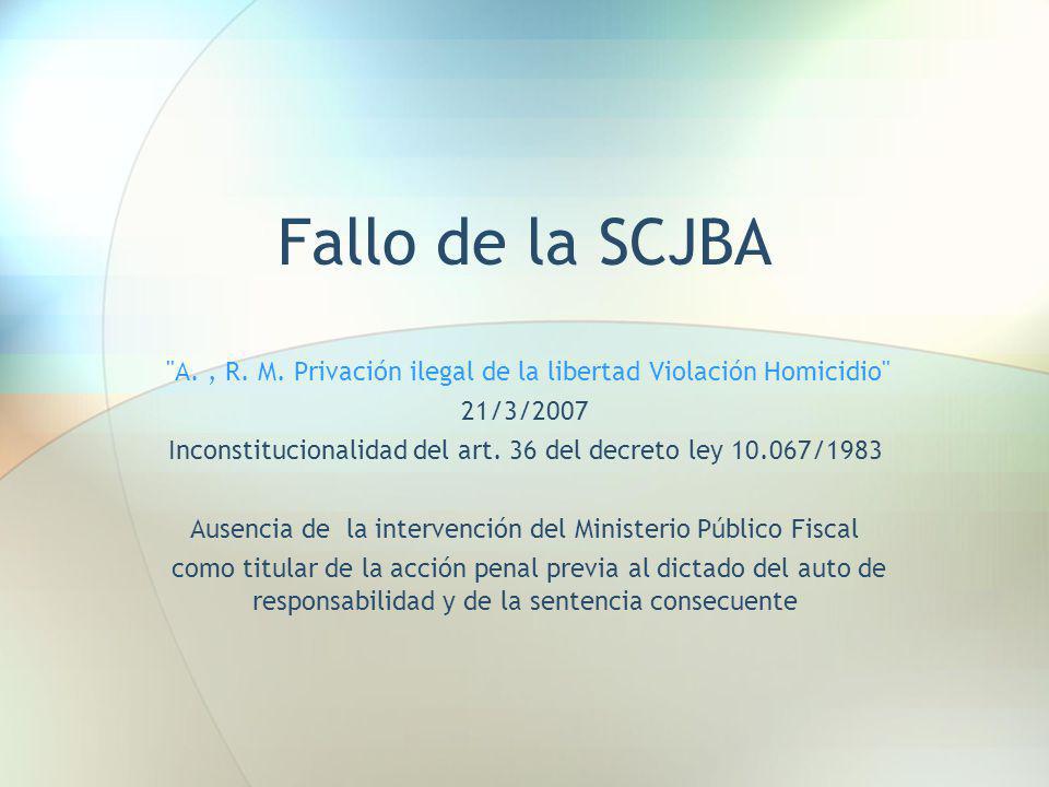 Fallo de la SCJBA A. , R. M. Privación ilegal de la libertad Violación Homicidio 21/3/2007.