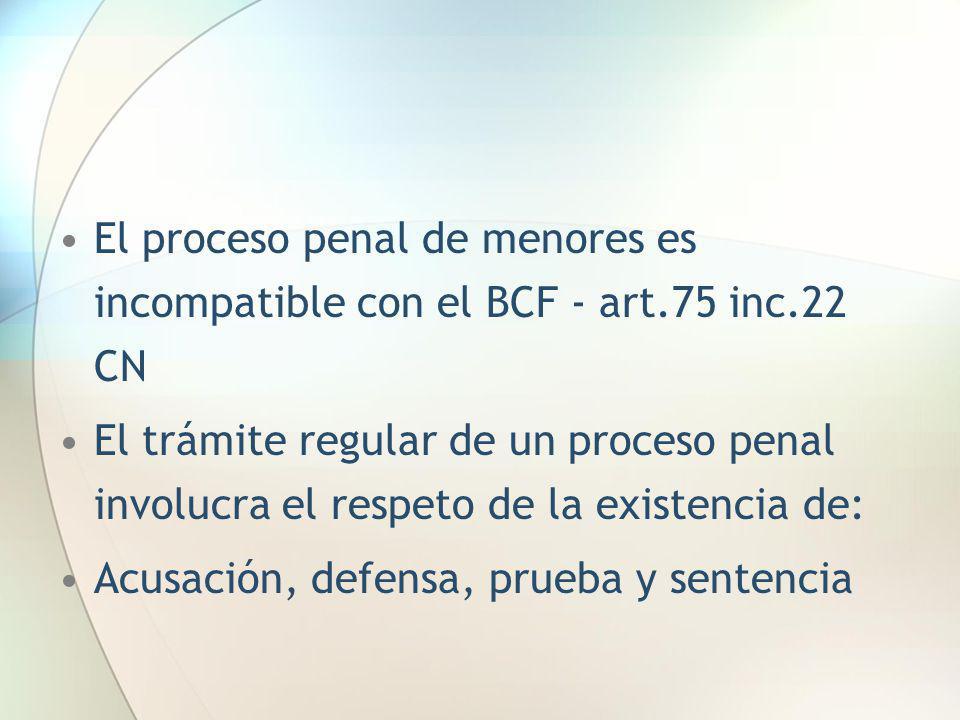 El proceso penal de menores es incompatible con el BCF - art. 75 inc