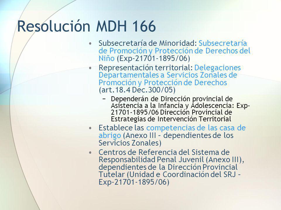 Resolución MDH 166 Subsecretaría de Minoridad: Subsecretaría de Promoción y Protección de Derechos del Niño (Exp /06)