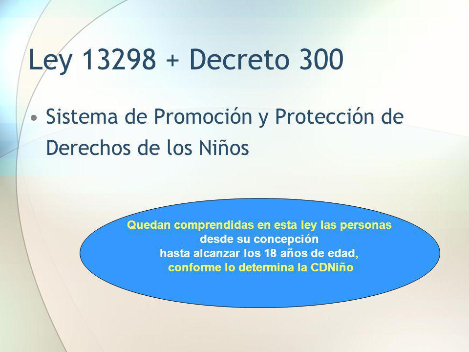 Ley Decreto 300 Sistema de Promoción y Protección de Derechos de los Niños. Quedan comprendidas en esta ley las personas.