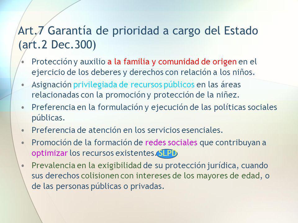 Art.7 Garantía de prioridad a cargo del Estado (art.2 Dec.300)