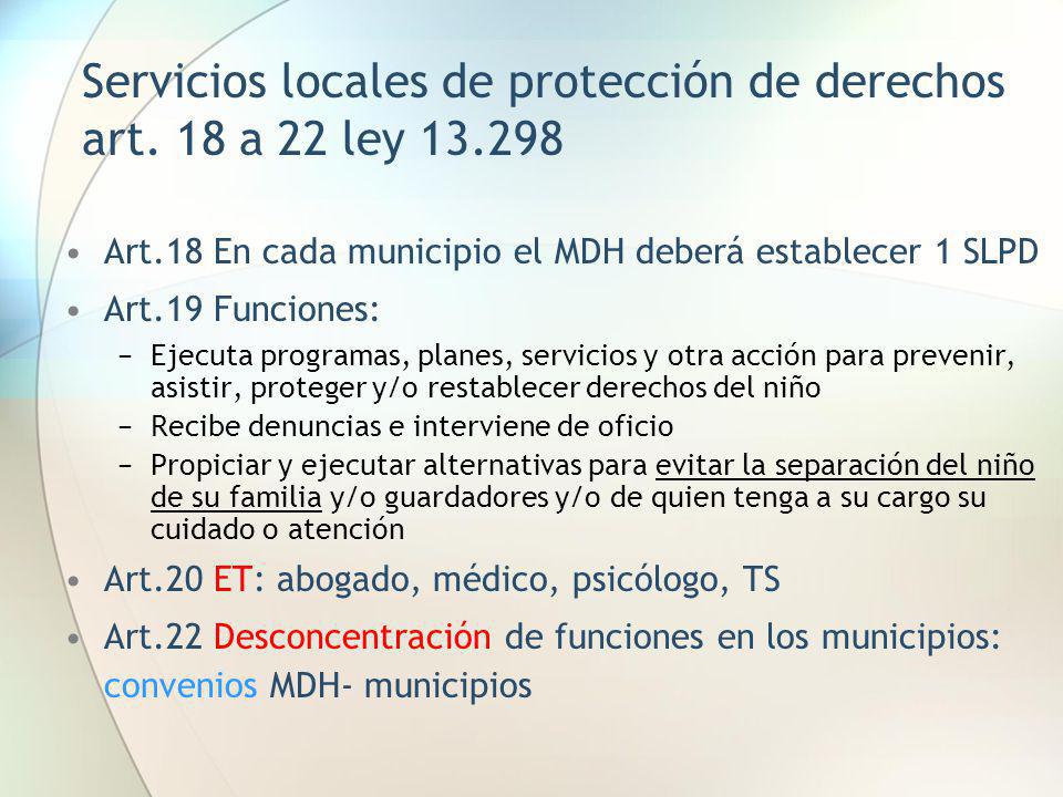 Servicios locales de protección de derechos art. 18 a 22 ley