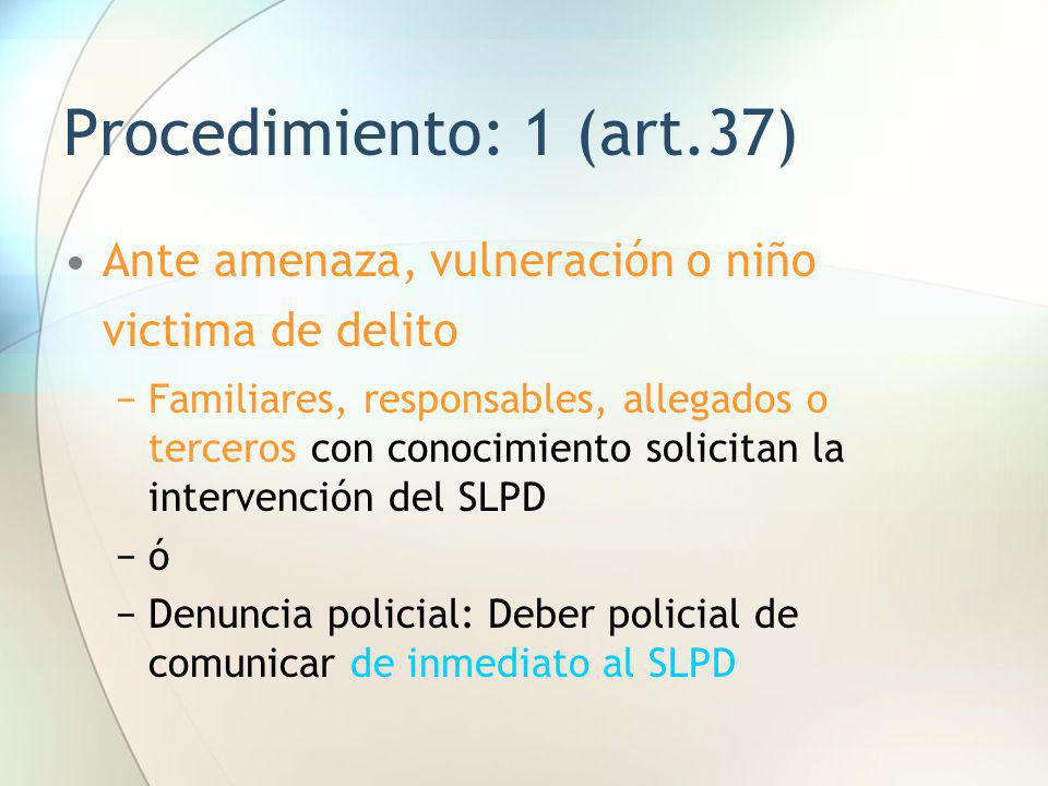 Procedimiento: 1 (art.37) Ante amenaza, vulneración o niño victima de delito.