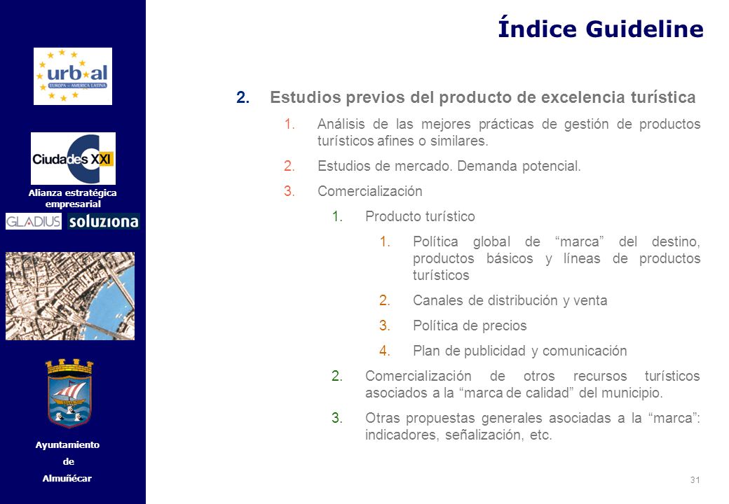 Índice Guideline Estudios previos del producto de excelencia turística