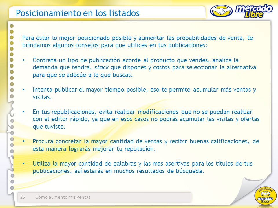 Posicionamiento en los listados
