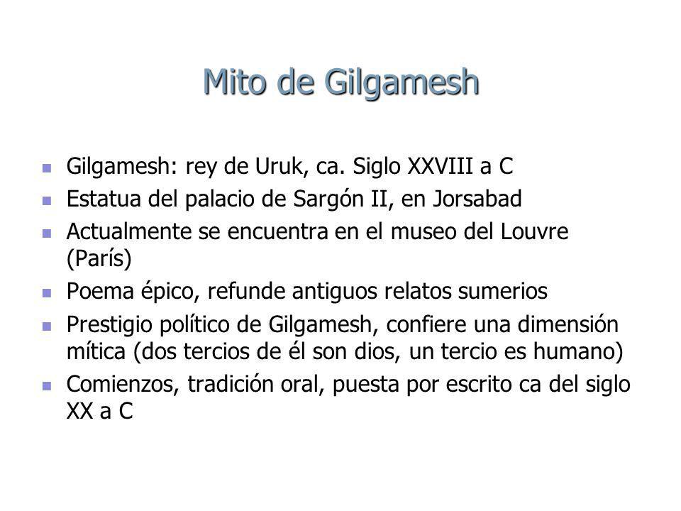 Mito de Gilgamesh Gilgamesh: rey de Uruk, ca. Siglo XXVIII a C