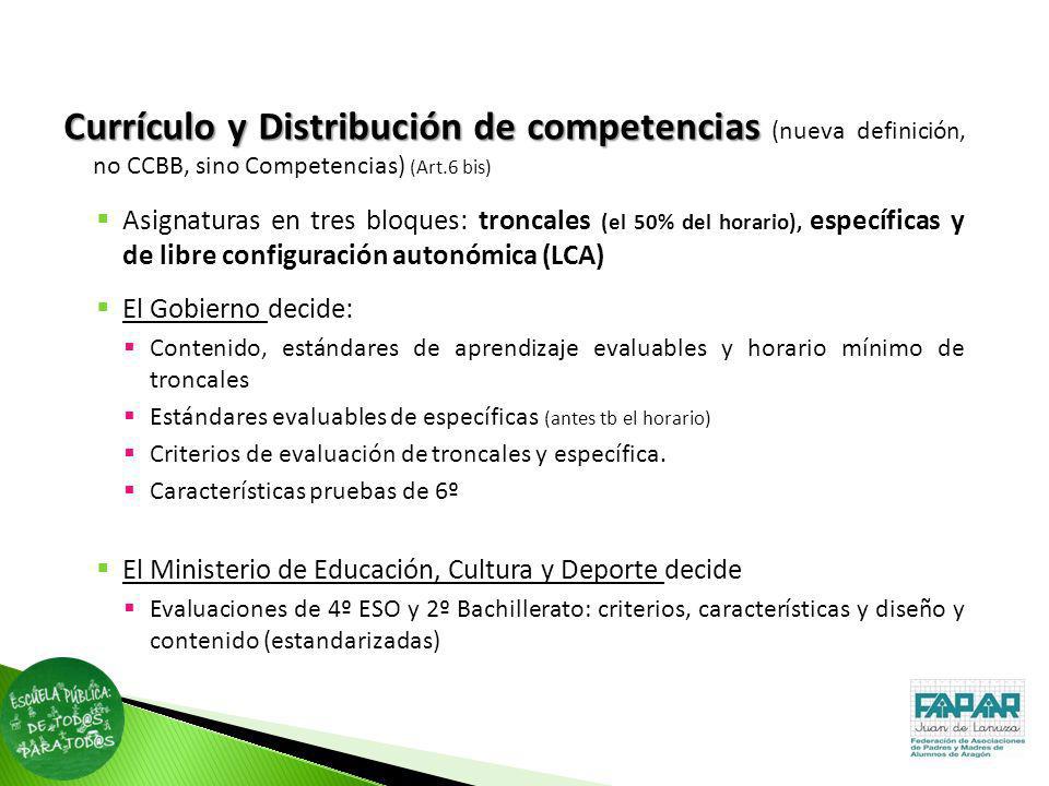 Currículo y Distribución de competencias (nueva definición, no CCBB, sino Competencias) (Art.6 bis)