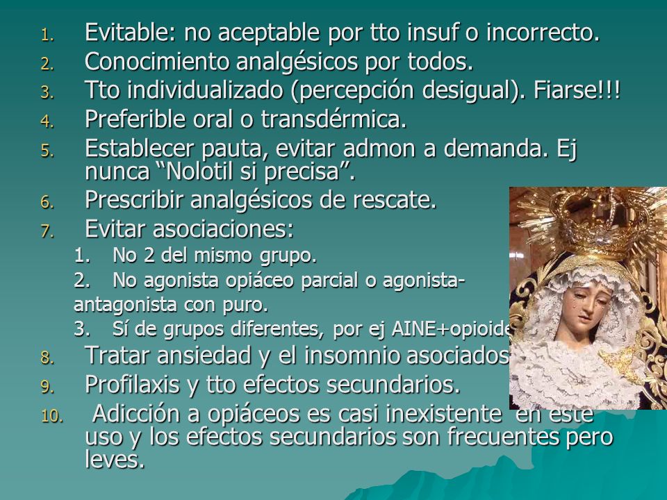 Evitable: no aceptable por tto insuf o incorrecto.
