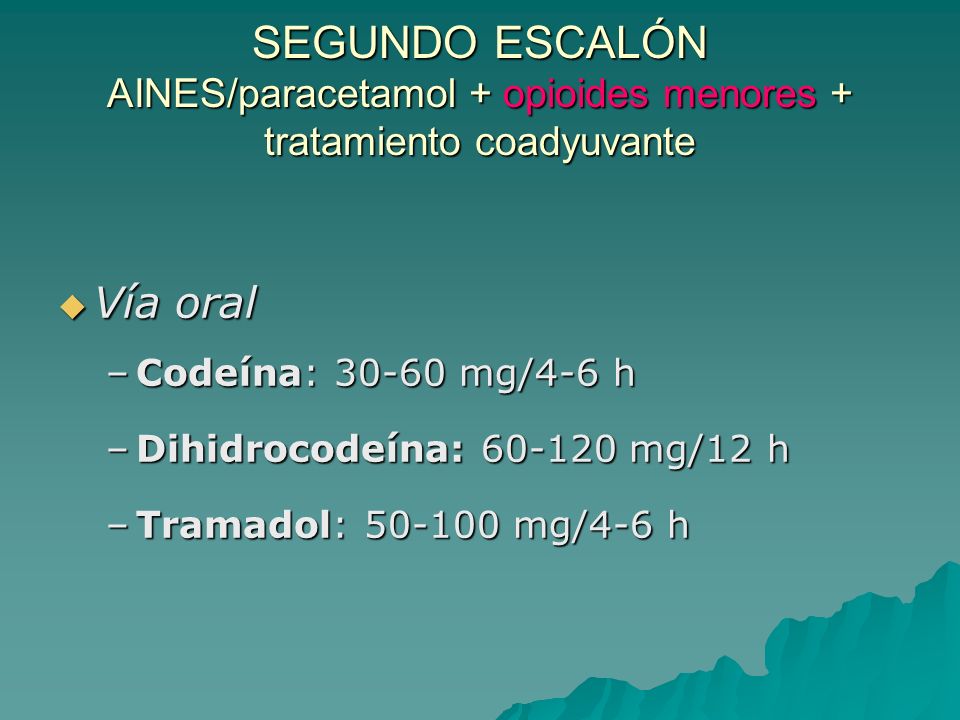 SEGUNDO ESCALÓN AINES/paracetamol + opioides menores + tratamiento coadyuvante