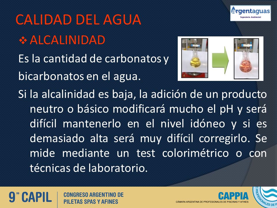 CALIDAD DEL AGUA ALCALINIDAD Es la cantidad de carbonatos y