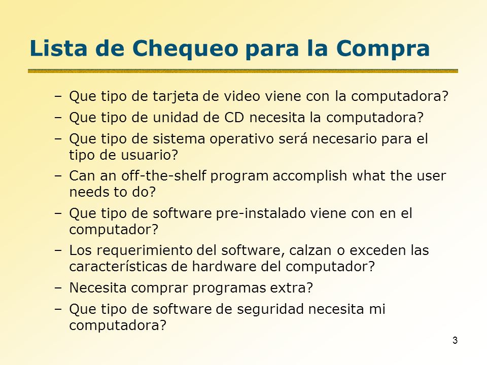 Lista de Chequeo para la Compra