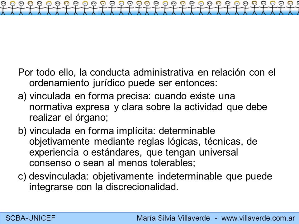 Por todo ello, la conducta administrativa en relación con el ordenamiento jurídico puede ser entonces: