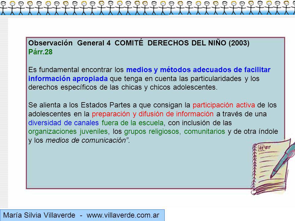 Muchas gracias Observación General 4 COMITÉ DERECHOS DEL NIÑO (2003)