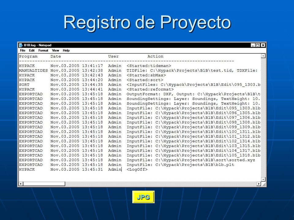 Registro de Proyecto Maintains a history in each project of: