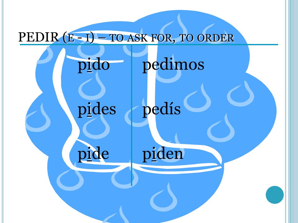 PEDIR (e - i) – to ask for, to order